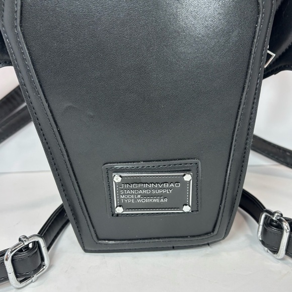 Emo Coffin X Vampire Bat Crossbody Backpack Black Gothic Halloween Bag NWOT - Picture 3 of 9